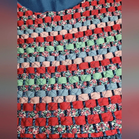 Handmade Geometric Lined Cottage Core Chambray Dress sz M/L - Picture 3 of 7